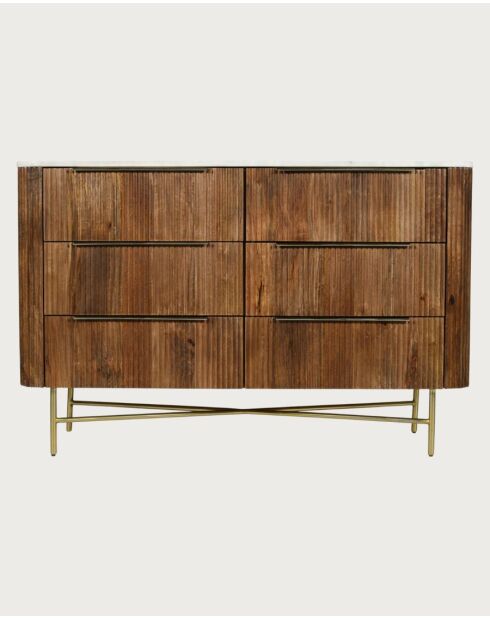 Céline - Commode en bois de manguier massif et marbre blanc 133 cm