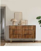 Céline - Commode en bois de manguier massif et marbre blanc 133 cm