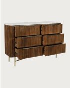 Céline - Commode en bois de manguier massif et marbre blanc 133 cm