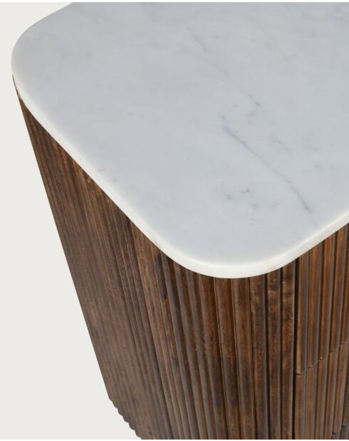 Céline - Commode en bois de manguier massif et marbre blanc 133 cm