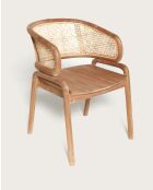 Moon - Chaise en teck massif et cannage rotin