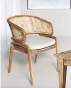 Moon - Chaise en teck massif et cannage rotin