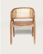 Moon - Chaise en teck massif et cannage rotin
