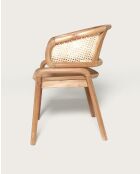 Moon - Chaise en teck massif et cannage rotin