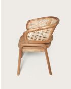 Moon - Chaise en teck massif et cannage rotin