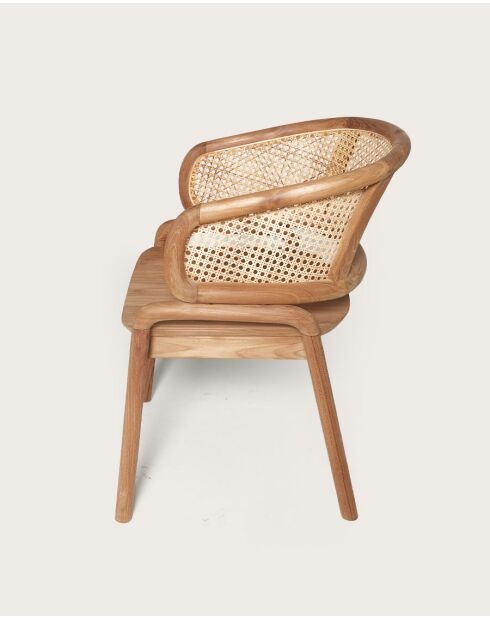 Moon - Chaise en teck massif et cannage rotin