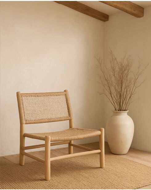 Jaya - Fauteuil de jardin en bois et corde tressée