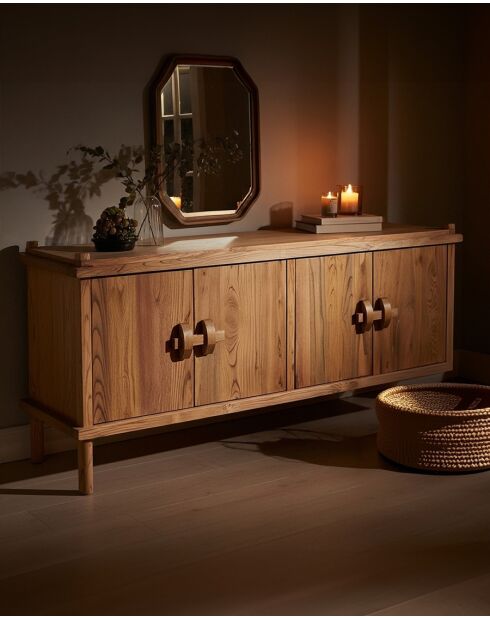 NARA- Buffet bas en bois massif de teck 170 cm - Style asiatique
