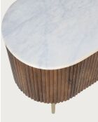 Céline - Meuble tv en bois de manguier avec plateau en marbre 150 cm