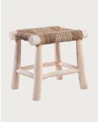 Matra - Tabouret en branche de teck et jacinthe d'eau