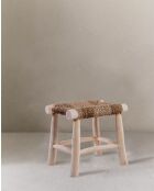 Matra - Tabouret en branche de teck et jacinthe d'eau