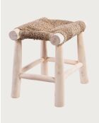 Matra - Tabouret en branche de teck et jacinthe d'eau