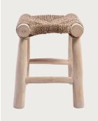 Matra - Tabouret en branche de teck et jacinthe d'eau