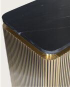 Glory - Grand buffet finition laiton vieilli avec plateau en marbre noir 160 cm