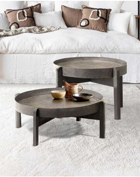 Gaby - Table basse ronde gigogne en métal noir