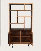 Kappa - Petite bibliothèque industrielle en teck maffis recyclé avec motif chevron 100 cm