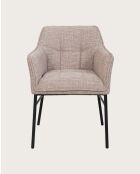 Lot de 4 Chaise en tissu Taupe et pieds métal