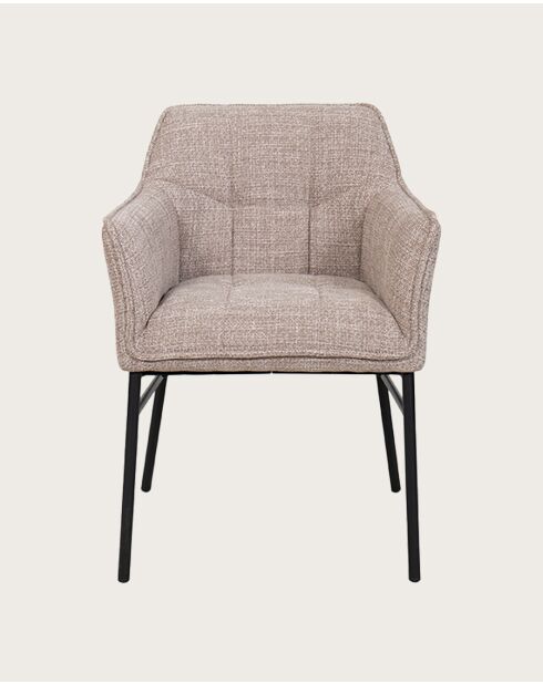 Lot de 4 Chaise en tissu Taupe et pieds métal