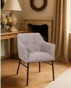 Lot de 4 Chaise en tissu Taupe et pieds métal