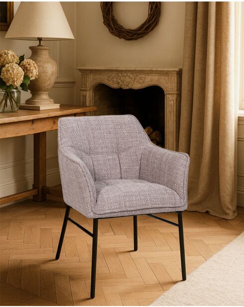 Lot de 4 Chaise en tissu Taupe et pieds métal