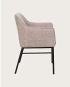 Lot de 4 Chaise en tissu Taupe et pieds métal