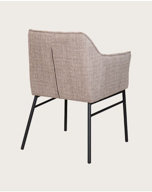 Lot de 4 Chaise en tissu Taupe et pieds métal