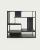 Como - Petite étagère industrielle en teck massif et métal noir