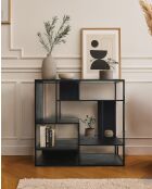 Como - Petite étagère industrielle en teck massif et métal noir