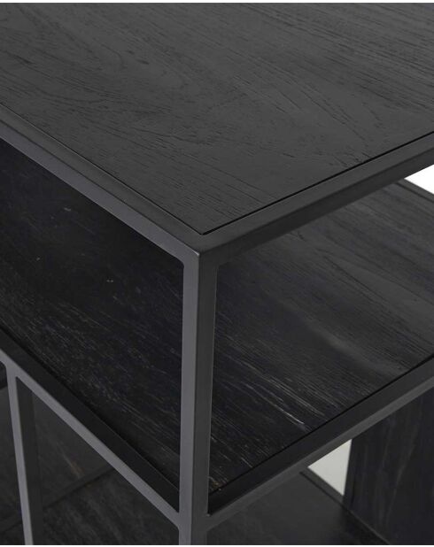 Como - Petite étagère industrielle en teck massif et métal noir