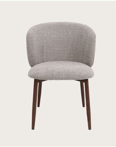 Mila - Chaise en tissu taupe et pieds métal