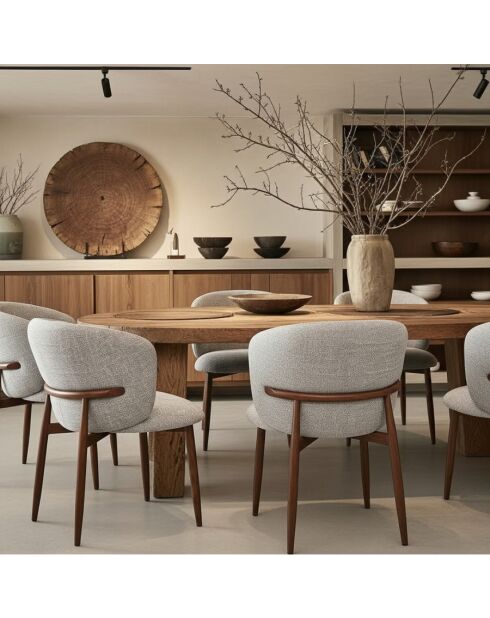 Mila - Chaise en tissu taupe et pieds métal