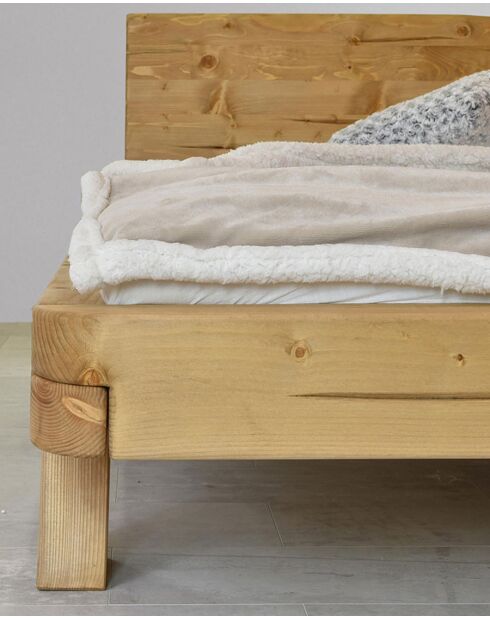 Nalia - Lit poutre en bois massif d'épicéa 180 CM