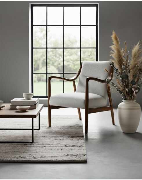 Ambre - Fauteuil en bois massif chêne et en lin