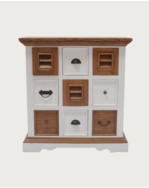 Inda - Petit buffet en Mindy massif blanc et naturel 80 cm