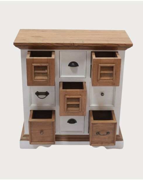 Inda - Petit buffet en Mindy massif blanc et naturel 80 cm