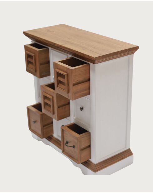 Inda - Petit buffet en Mindy massif blanc et naturel 80 cm