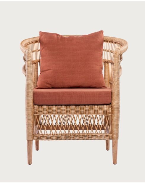 Lusso - Fauteuil de jardin en rotin, coussin amovible