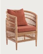 Lusso - Fauteuil de jardin en rotin, coussin amovible