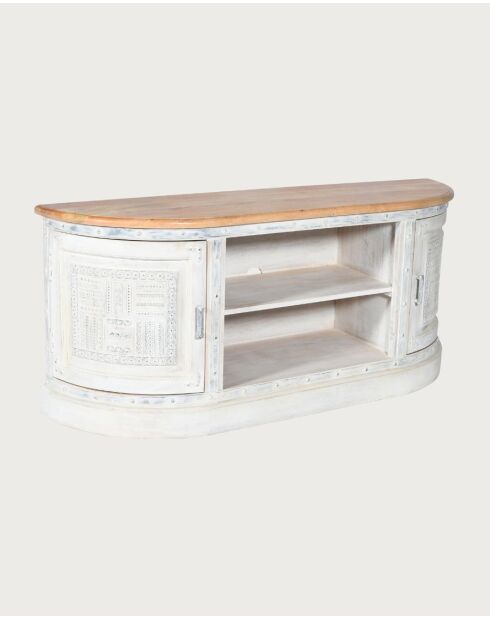 Argo - Meuble TV en manguier massif sculpté 150 cm