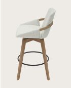 Saly - Chaise de bar en tissu bouclette et pieds en bois