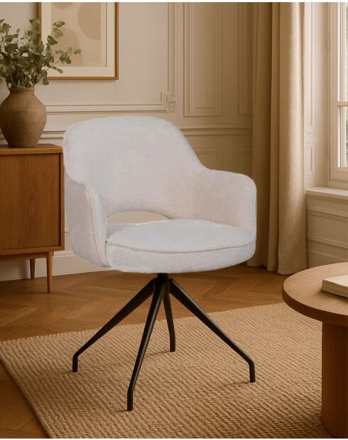 Elba - Chaise en tissu beige et pieds métal