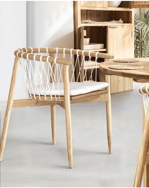 Nala - Chaise en teck massif et cordage blanc