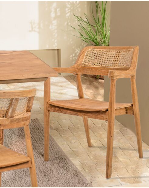 Sienne - Chaise en teck avec détail rotin