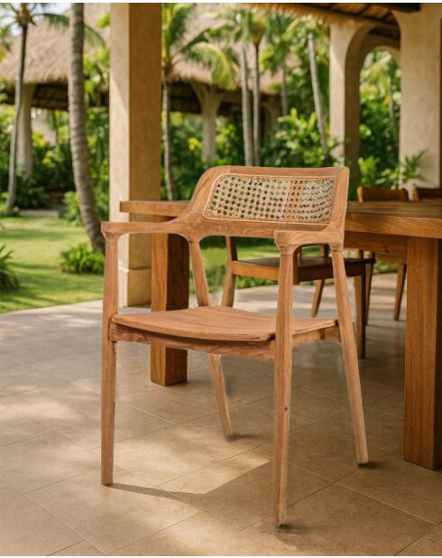 Sienne - Chaise en teck avec détail rotin