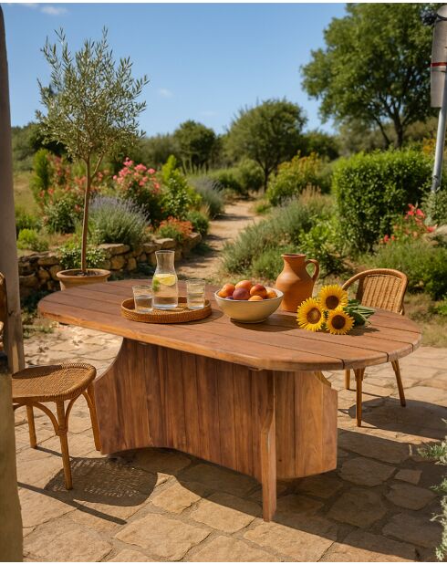 Puzzle - Table de jardin en bois massif de teck recycle