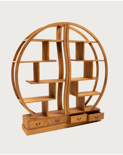Yin Yang - Bibliothèque en bois massif de teck