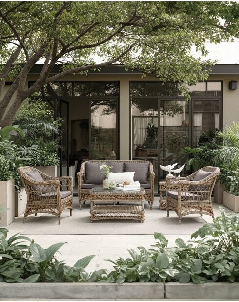 Asri - Salon de jardin en rotin Kubu 4 places