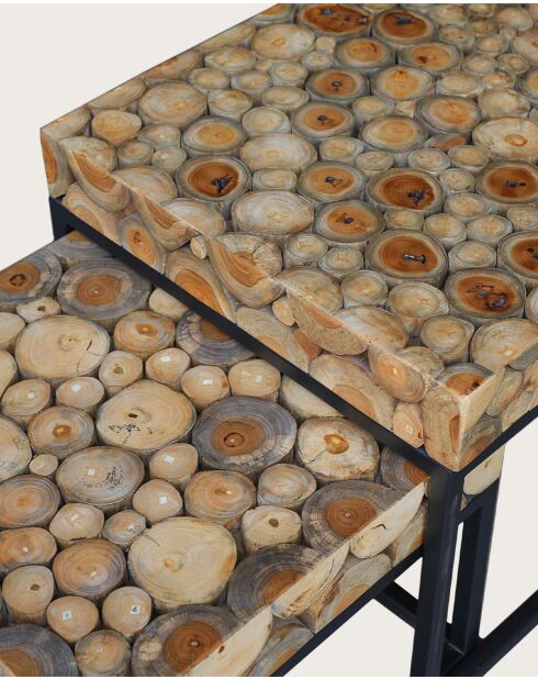 Aïda - Table basse carrée gigogne en teck