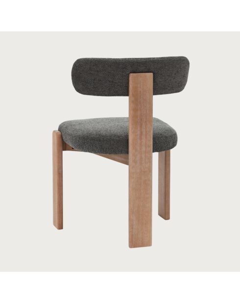 Elani - Chaise salle à manger en tissu gris piétement en bois blanchis