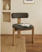 Elani - Chaise salle à manger en tissu gris piétement en bois blanchis